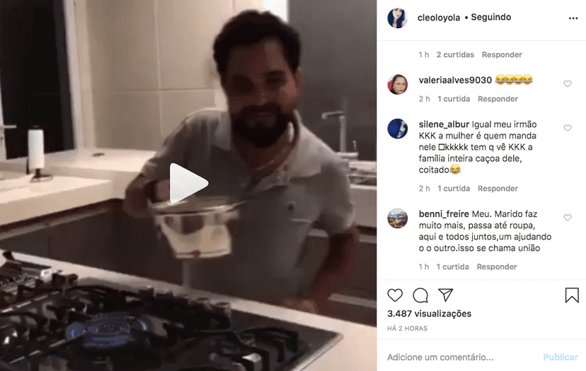 Cleo Loyola compartilhou um vídeo íntimo de Luciano Camargo (Foto: reprodução/Instagram) Cleo Loyola compartilhou um vídeo íntimo de Luciano Camargo (Foto: reprodução/Instagram)