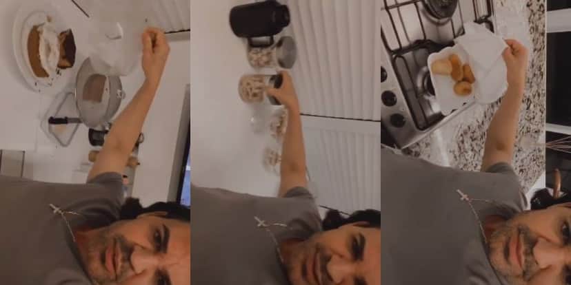 Eduardo Costa ficou tentado com a quantidade de comida boa em casa (Foto: Reprodução/Instagram) Eduardo Costa ficou tentado com a quantidade de comida boa em casa (Foto: Reprodução/Instagram)