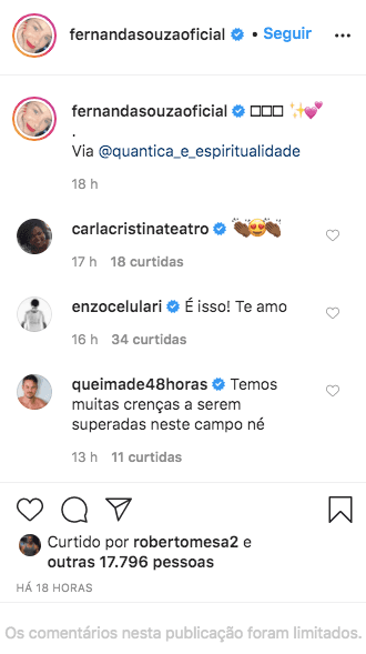 Fernanda Souza recebeu uma declaração de Enzo Celulari (Foto: reprodução/Instagram) Fernanda Souza recebeu uma declaração de Enzo Celulari (Foto: reprodução/Instagram)