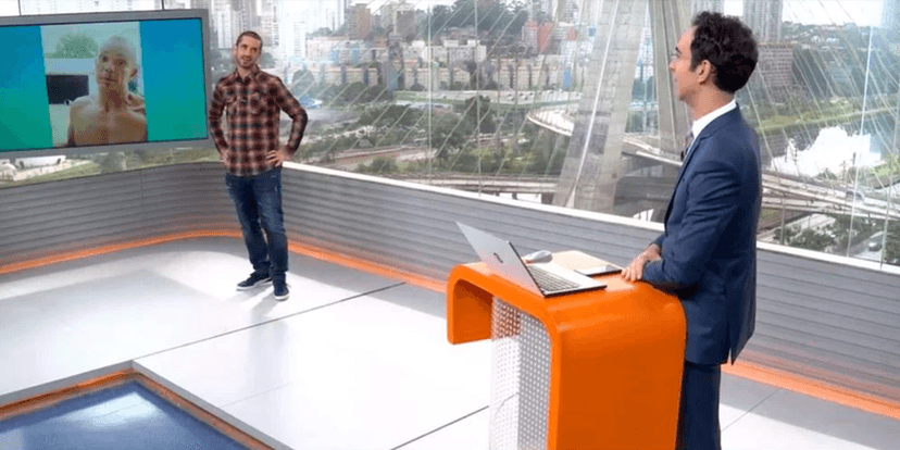 Felipe Andreoli com Cesar Tralli durante bloco do Globo Esporte no SP1 (Foto: Reprodução) Felipe Andreoli com Cesar Tralli durante bloco do Globo Esporte no SP1 (Foto: Reprodução)