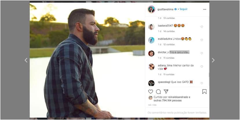 Gusttavo Lima recebeu comentário de fã (Foto: Reprodução/Instagram) Gusttavo Lima recebeu comentário de fã (Foto: Reprodução/Instagram)