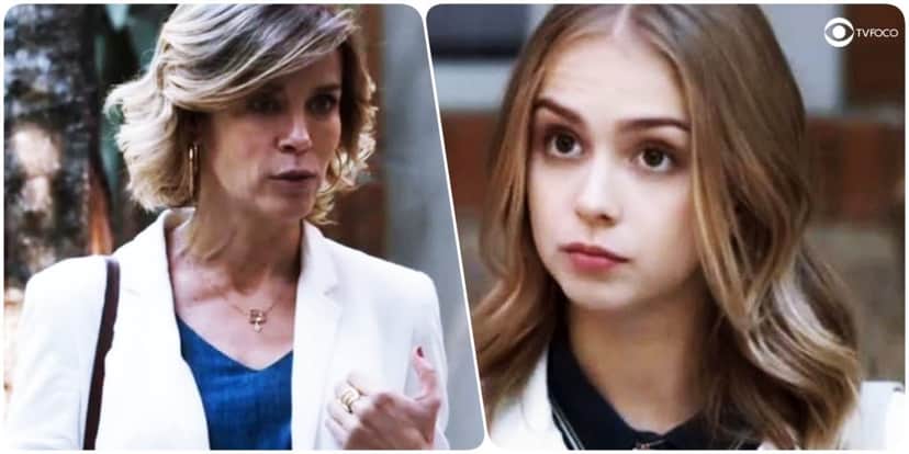 Foto montagem de Clara e Malu, personagens mulheres, brancas e loiras com roupas claras da cor branca e azul Foto montagem de Clara e Malu, personagens mulheres, brancas e loiras com roupas claras da cor branca e azul