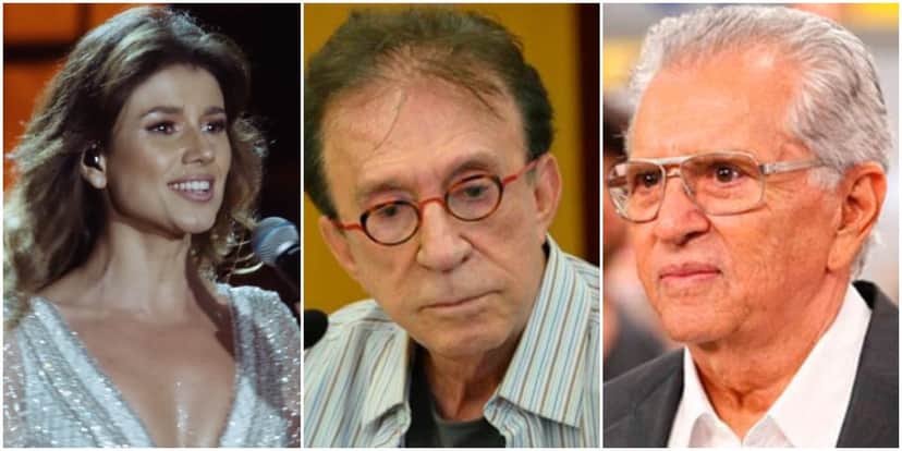 A cantora Paula Fernandes e os humoristas Moacyr Franco e Carlos Alberto de Nóbrega (Reprodução) A cantora Paula Fernandes e os humoristas Moacyr Franco e Carlos Alberto de Nóbrega (Reprodução)
