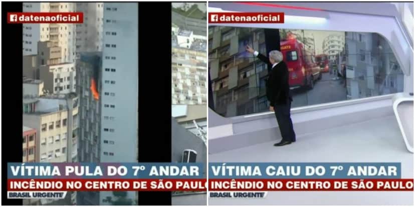 Datena mostra vítima de incêndio e causa revolta (Foto: Reprodução) Datena mostra vítima de incêndio e causa revolta (Foto: Reprodução)