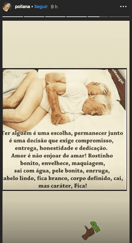 Poliana Rocha publicou um novo relato em seu stories (Foto: reprodução/Instagram) Poliana Rocha publicou um novo relato em seu stories (Foto: reprodução/Instagram)