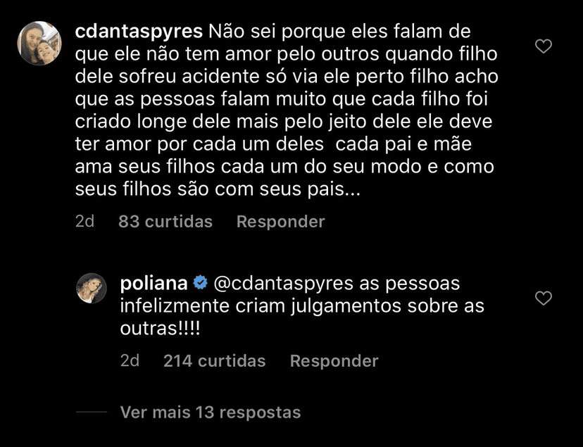 Poliana Rocha comentou sobre a suposta rejeição de Leonardo com os filhos (Foto: reprodução/Instagram) Poliana Rocha comentou sobre a suposta rejeição de Leonardo com os filhos (Foto: reprodução/Instagram)