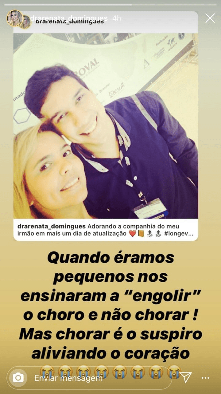 Renata Domingues, esposa de Carlos Alberto em seu storie (Foto: reprodução/Instagram) Renata Domingues, esposa de Carlos Alberto em seu storie (Foto: reprodução/Instagram)