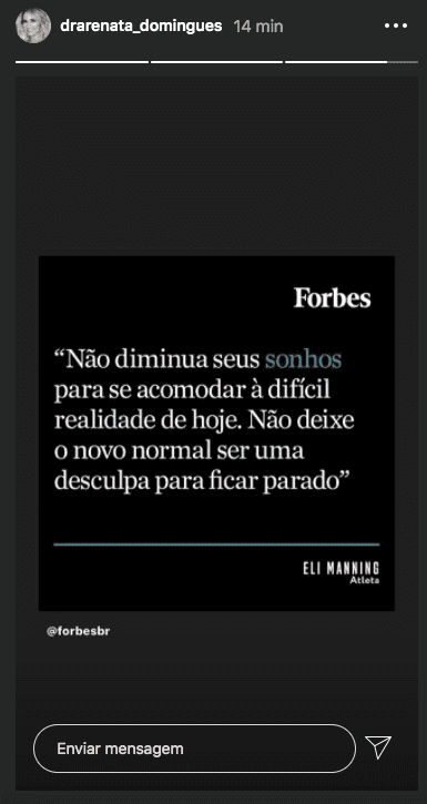 Renata Domingues, esposa de Carlos Alberto, em seu stories (Foto: reprodução/Instagram) Renata Domingues, esposa de Carlos Alberto, em seu stories (Foto: reprodução/Instagram)
