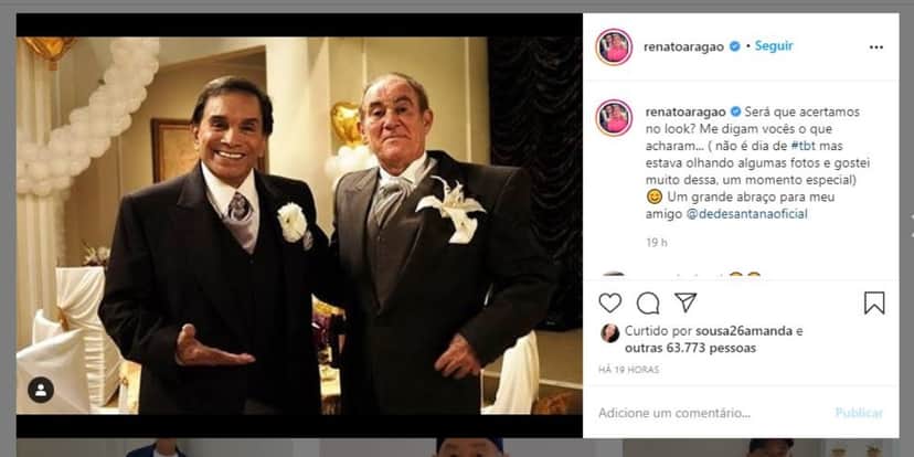 Renato Aragão, intérprete de Didi, compartilhou clique com Dedé (Foto: Reprodução/Instagram) Renato Aragão, intérprete de Didi, compartilhou clique com Dedé (Foto: Reprodução/Instagram)