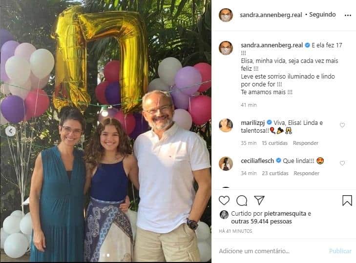 Sandra Annenberg ao lado da filha e do marido (Foto: Reprodução/ Instagram) Sandra Annenberg ao lado da filha e do marido (Foto: Reprodução/ Instagram)