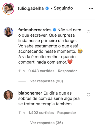 Fátima Bernardes e Bia Bonemer responderam o textão (Foto: reprodução. Fátima Bernardes e Bia Bonemer responderam o textão (Foto: reprodução.