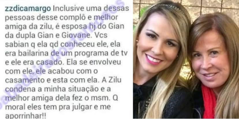 Zezé detonou amizade de Zilu e Tati Moreto (Foto: Reprodução/Extra/Instagram) Zezé detonou amizade de Zilu e Tati Moreto (Foto: Reprodução/Extra/Instagram)