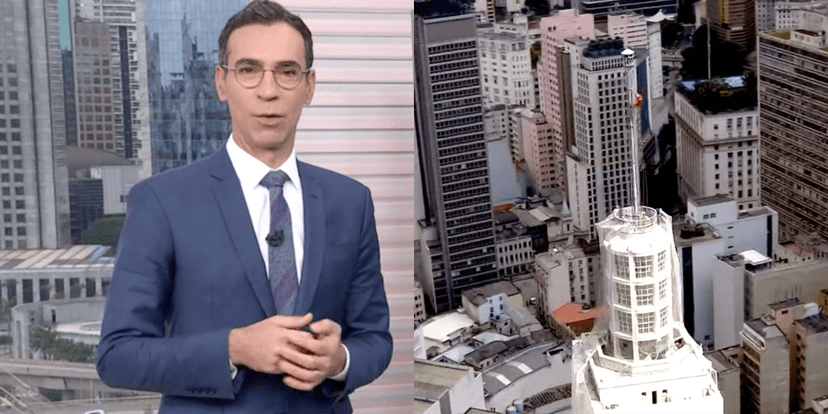 Jornalista se espanta ao vivo no SP1, da Globo (Foto: Montagem) Jornalista se espanta ao vivo no SP1, da Globo (Foto: Montagem)