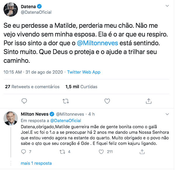 Datena presta solidariedade a Milton Neves (Foto: Reprodução) Datena presta solidariedade a Milton Neves (Foto: Reprodução)