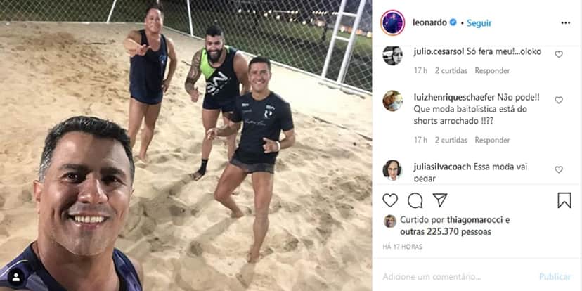 Publicação de Leonardo ao lado de Gusttavo Lima e amigos (Imagem: Reprodução) Publicação de Leonardo ao lado de Gusttavo Lima e amigos (Imagem: Reprodução)