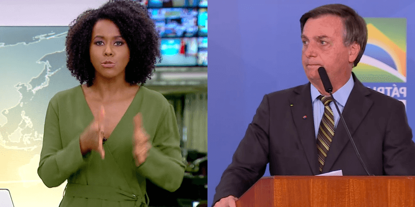 Maju Coutinho fala sobre Jair Bolsonaro ao vivo na Globo (Foto: Montagem) Maju Coutinho fala sobre Jair Bolsonaro ao vivo na Globo (Foto: Montagem)