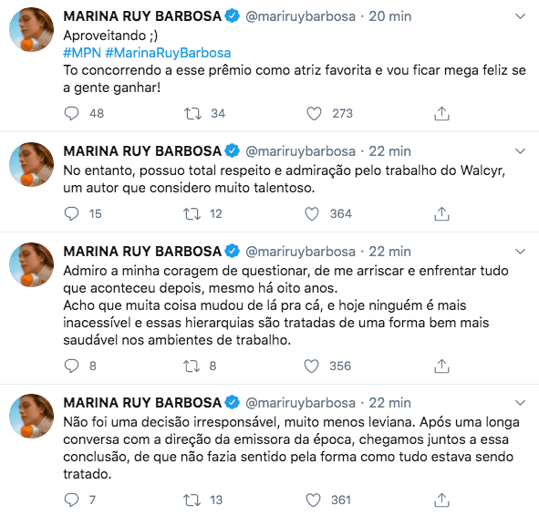 Marina Ruy Barbosa em textão no twitter (Foto: Reprodução) Marina Ruy Barbosa em textão no twitter (Foto: Reprodução)