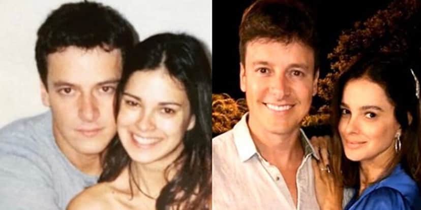 Rodrigo Faro, antes e depois, ao lado da esposa (Foto: Montagem) Rodrigo Faro, antes e depois, ao lado da esposa (Foto: Montagem)