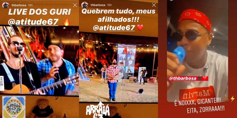 Instagram Stories de Thiaguinho com Atitude 67 e Léo Santana (Foto: Montagem) Instagram Stories de Thiaguinho com Atitude 67 e Léo Santana (Foto: Montagem)