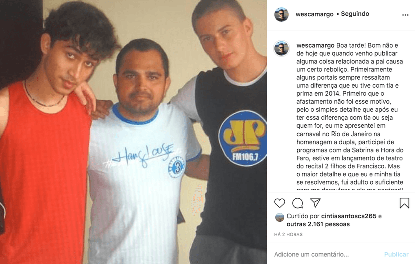 Captura de Instagram Wesley Camargo (Foto: Reprodução) Captura de Instagram Wesley Camargo (Foto: Reprodução)