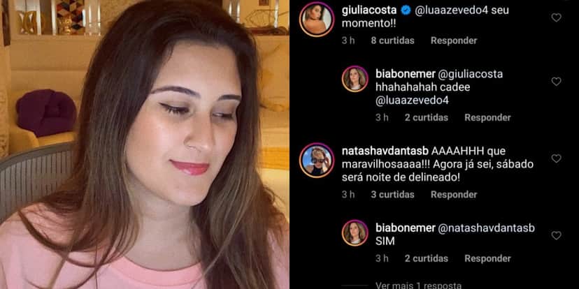 Bia Bonemer recebeu mensagem de Giulia Costa e Natasha Dantas (Foto: Reprodução/Instagram) Bia Bonemer recebeu mensagem de Giulia Costa e Natasha Dantas (Foto: Reprodução/Instagram)