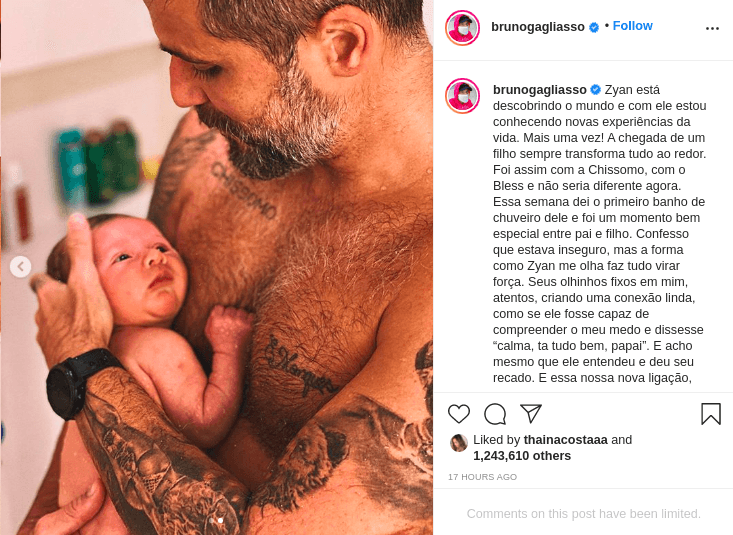Bruno Gagliasso emociona ao fazer declaração para o filho (Foto: Reprodução/ Instagram) Bruno Gagliasso emociona ao fazer declaração para o filho (Foto: Reprodução/ Instagram)