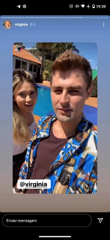 Virgínia surgiu ao lado de Rezende, seu ex-namorado (Foto: Reprodução) Virgínia surgiu ao lado de Rezende, seu ex-namorado (Foto: Reprodução)