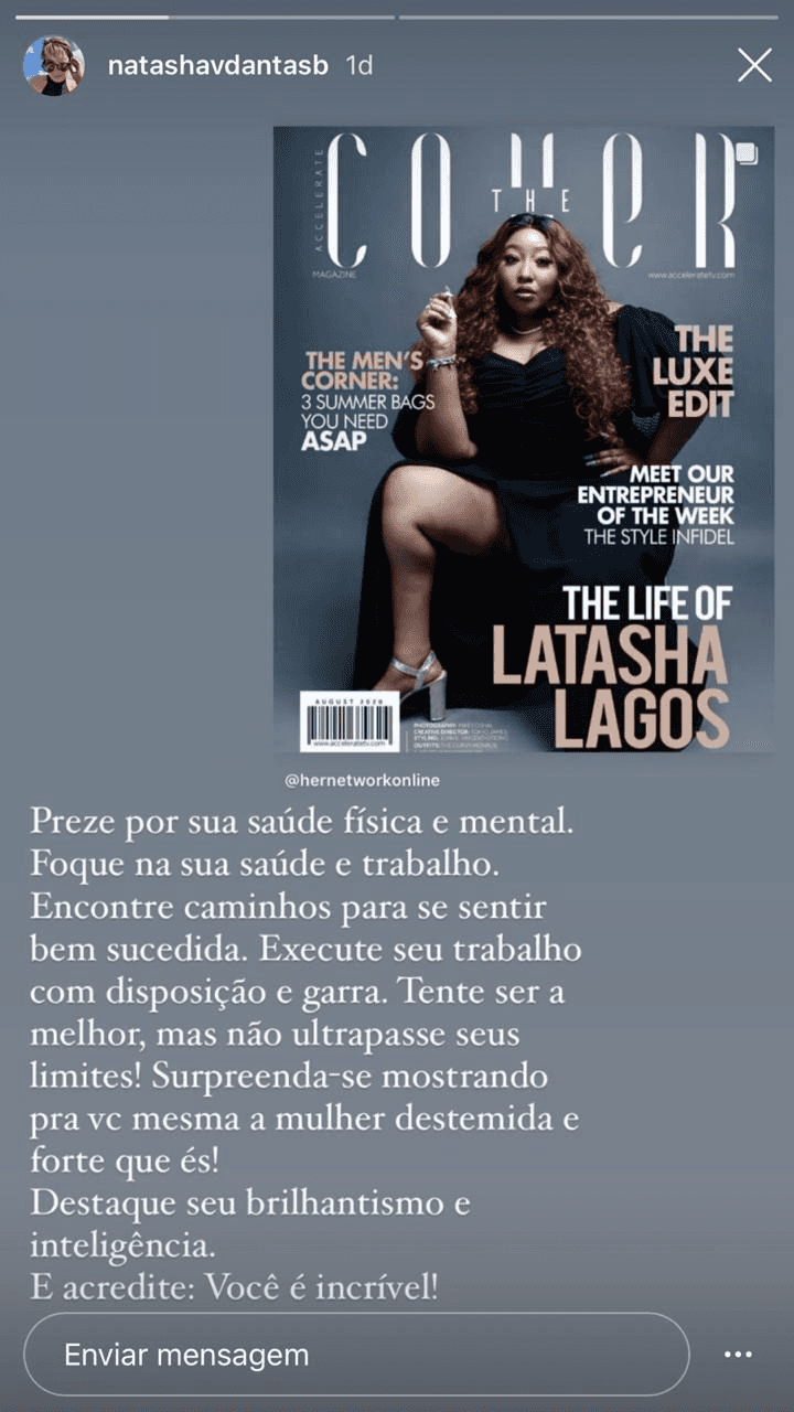 Natasha Dantas, esposa de William Bonner (Foto: reprodução/Instagram) Natasha Dantas, esposa de William Bonner (Foto: reprodução/Instagram)