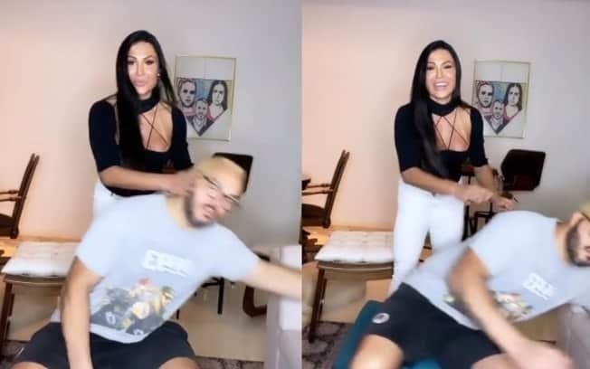 Gracyanne Barbosa fez uma brincadeira dom Belo e deu tapa no cantor (Foto: Reprodução/ Instagram) Gracyanne Barbosa fez uma brincadeira dom Belo e deu tapa no cantor (Foto: Reprodução/ Instagram)