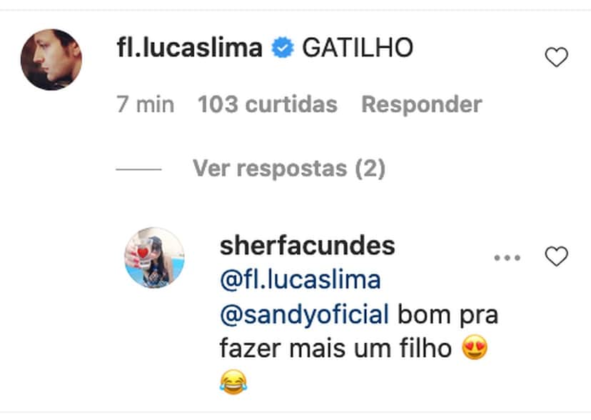 Sandy recebeu a sugestão de ter mais um filho com Lucas Lima (Foto: Reprodução) Sandy recebeu a sugestão de ter mais um filho com Lucas Lima (Foto: Reprodução)