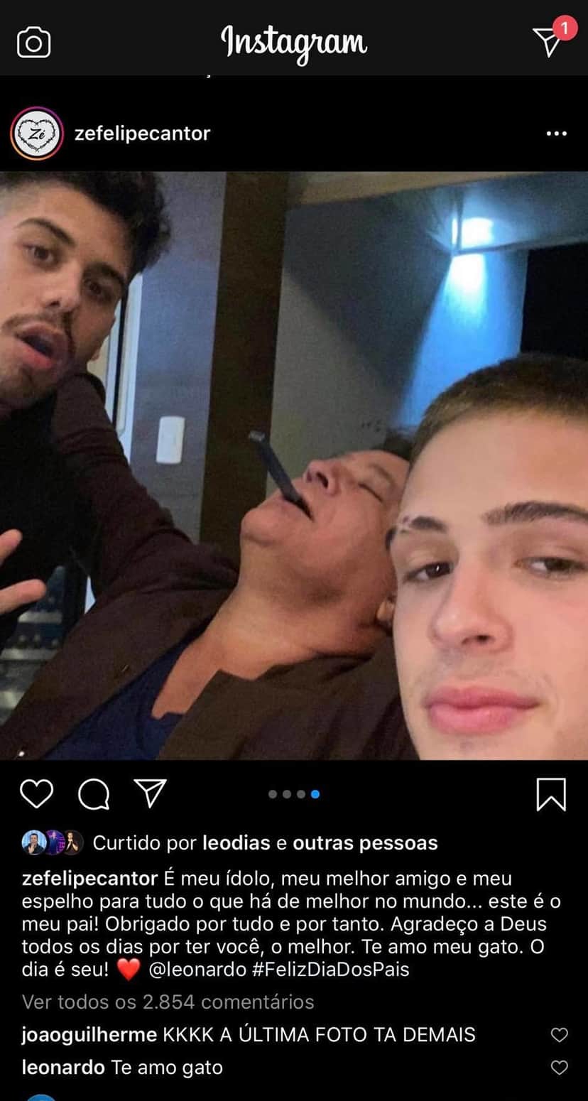 João Guilherme deixou comentário especial na postagem de Zé Felipe sobre Leonardo (Foto: Reprodução/ Instagram) João Guilherme deixou comentário especial na postagem de Zé Felipe sobre Leonardo (Foto: Reprodução/ Instagram)