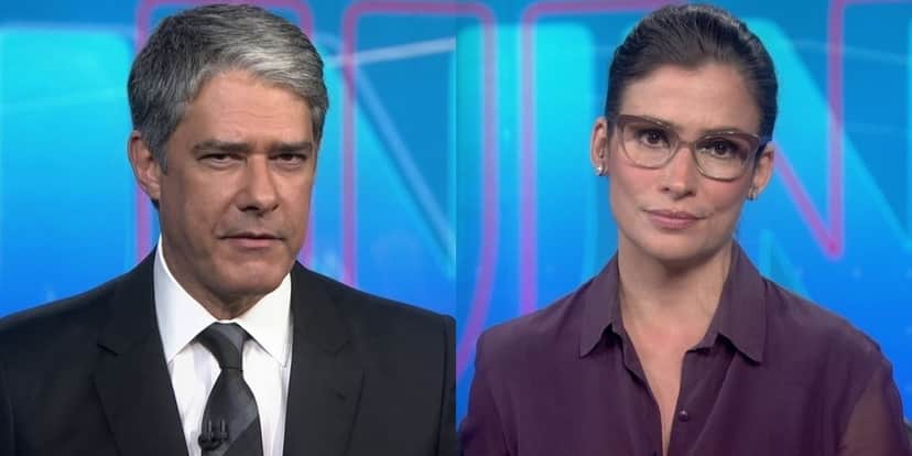 William Bonner e Renata Vasconcellos no Jornal Nacional, que perdeu audiência em meio à pandemia (Foto: Reprodução/Globo) William Bonner e Renata Vasconcellos no Jornal Nacional, que perdeu audiência em meio à pandemia (Foto: Reprodução/Globo)