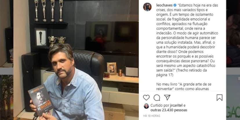 Léo Chaves lançou o livro "A grande arte de se reinventar" (Foto: Reprodução/Instagram) Léo Chaves lançou o livro "A grande arte de se reinventar" (Foto: Reprodução/Instagram)
