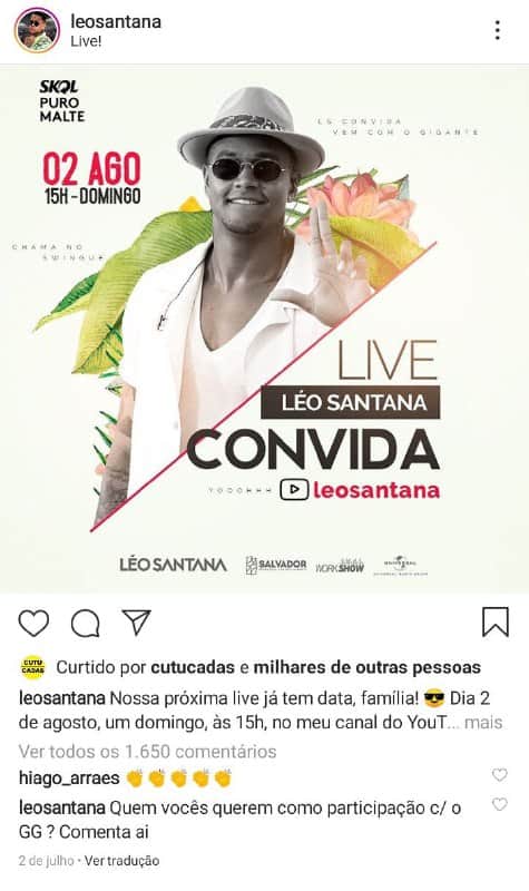 Léo Santana mudou o horário da apresentação três vezes depois que descobriu o horário da live de Gusttavo Lima (Foto: Reprodução/ Instagram) Léo Santana mudou o horário da apresentação três vezes depois que descobriu o horário da live de Gusttavo Lima (Foto: Reprodução/ Instagram)