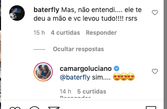 Luciano Camargo respondeu um seguidor (Foto: reprodução/Instagram) Luciano Camargo respondeu um seguidor (Foto: reprodução/Instagram)