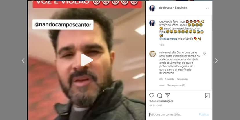 Luciano Camargo foi ironizado por Cleo Loyola (Foto: Reprodução/Instagram) Luciano Camargo foi ironizado por Cleo Loyola (Foto: Reprodução/Instagram)