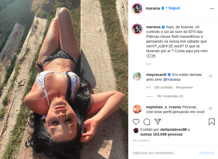 A cantora Maraisa, da dupla com Maiara (Foto: reprodução/ Instagram) A cantora Maraisa, da dupla com Maiara (Foto: reprodução/ Instagram)