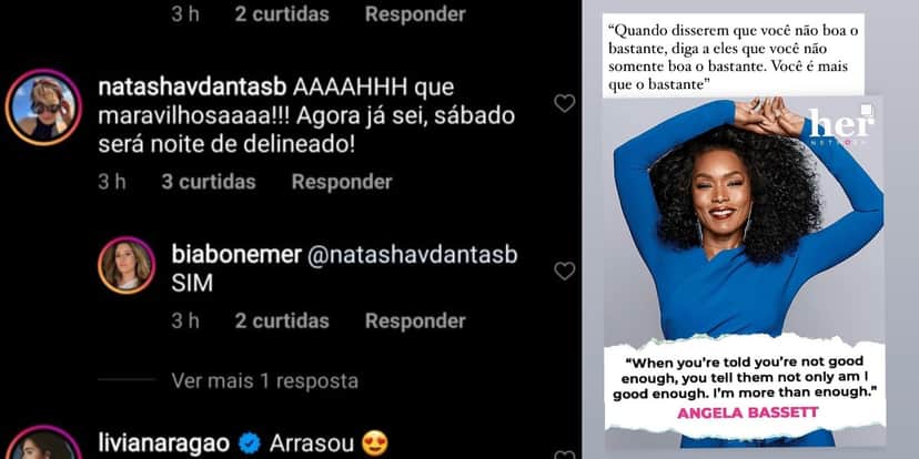 Comentário de Natasha Dantas em post de Bia Bonemer e story de hoje sobre empoderamento (Foto: Reprodução/Instagram) Comentário de Natasha Dantas em post de Bia Bonemer e story de hoje sobre empoderamento (Foto: Reprodução/Instagram)