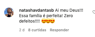 Natasha Dantas comentou na postagem de Bia Bonemer (Reprodução) Natasha Dantas comentou na postagem de Bia Bonemer (Reprodução)