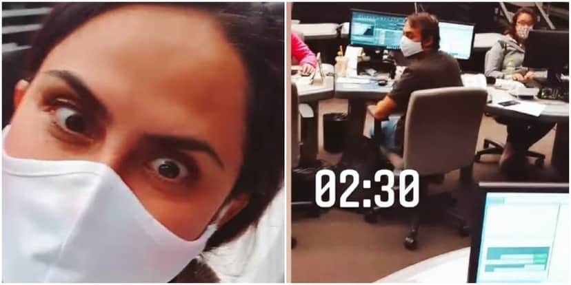 Carla Cecato surgiu assombrada com o horário que teve seus colegas chegaram ao trabalho (Foto: Reprodução/ Montagem/ Instagram) Carla Cecato surgiu assombrada com o horário que teve seus colegas chegaram ao trabalho (Foto: Reprodução/ Montagem/ Instagram)