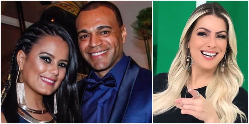 Denílson surgiu com Luciele, sua esposa, após relação com Renata Fan explodir (Foto: Reprodução/ Montagem/ TV Foco) Denílson surgiu com Luciele, sua esposa, após relação com Renata Fan explodir (Foto: Reprodução/ Montagem/ TV Foco)