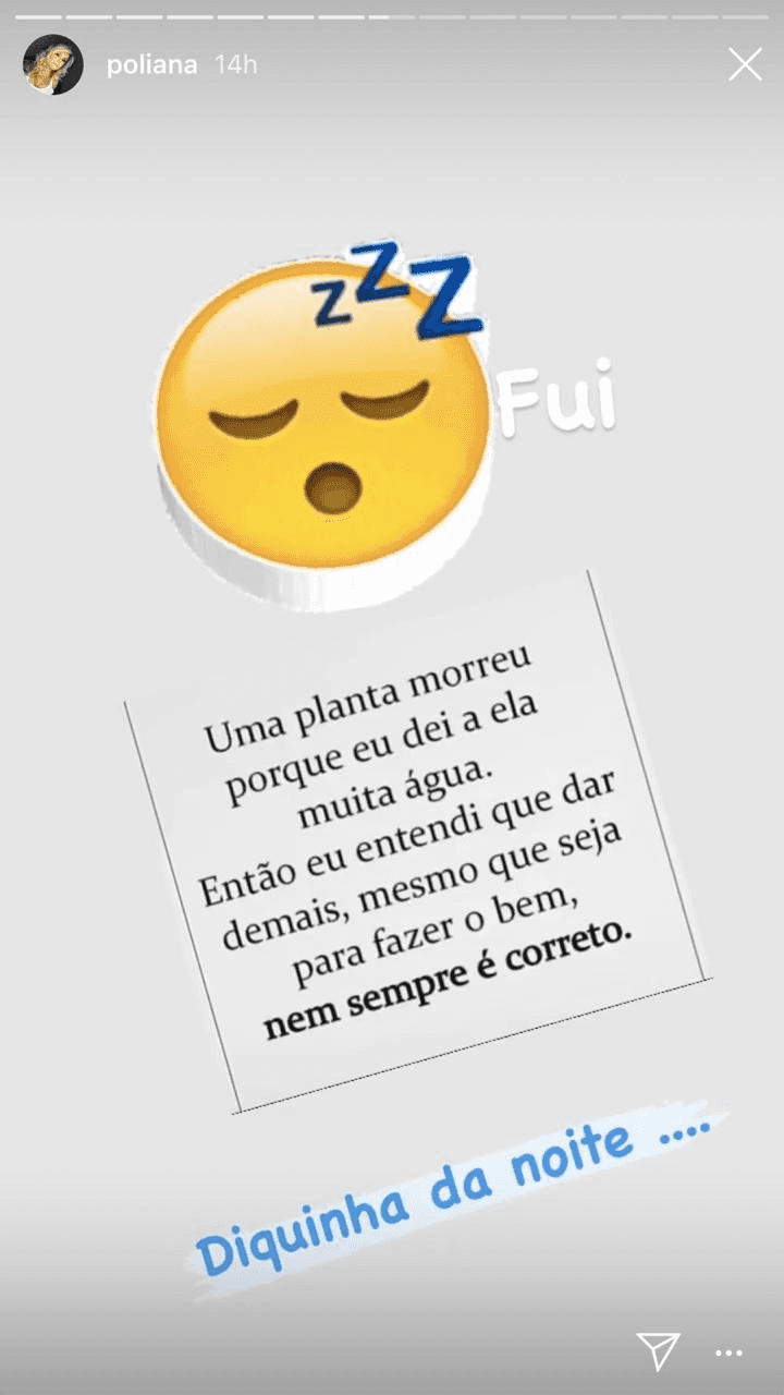 Poliana Rocha abriu o coração nos stories (Foto: reprodução/Instagram) Poliana Rocha abriu o coração nos stories (Foto: reprodução/Instagram)