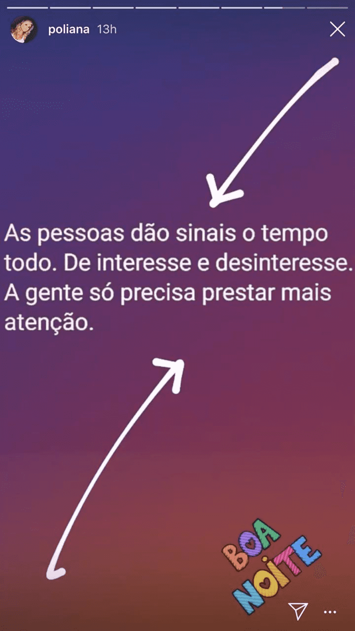 Poliana Rocha nos stories (Foto: reprodução/Instagram) Poliana Rocha nos stories (Foto: reprodução/Instagram)