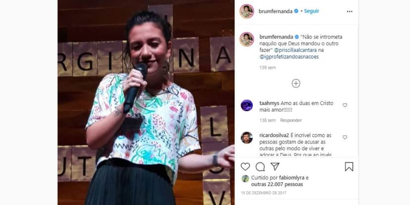 Priscilla Alcãntara nas redes sociais de Fernanda Brum (Foto: Reprodução/Instagram) Priscilla Alcãntara nas redes sociais de Fernanda Brum (Foto: Reprodução/Instagram)