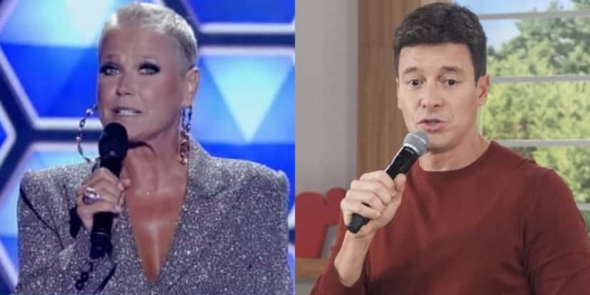 Xuxa Meneghel no The Four e Rodrigo Faro no Hora do Faro; loira deve deixar a Record e apresentador acumulará dois programas (Foto: Reprodução/Record e Antonio Chahestian) Xuxa Meneghel no The Four e Rodrigo Faro no Hora do Faro; loira deve deixar a Record e apresentador acumulará dois programas (Foto: Reprodução/Record e Antonio Chahestian)
