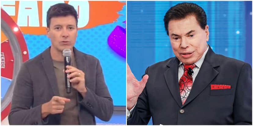 Rodrigo Faro brincou com Silvio Santos em seu programa - Foto: Montagem Rodrigo Faro brincou com Silvio Santos em seu programa - Foto: Montagem