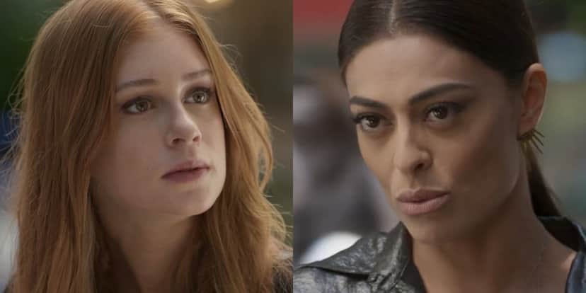 Eliza (Marina Ruy Barbosa) e Carolina (Juliana Paes) em Totalmente Demais; vilã se vinga da mocinha forjando traição (Foto: Reprodução/Globo) Eliza (Marina Ruy Barbosa) e Carolina (Juliana Paes) em Totalmente Demais; vilã se vinga da mocinha forjando traição (Foto: Reprodução/Globo)