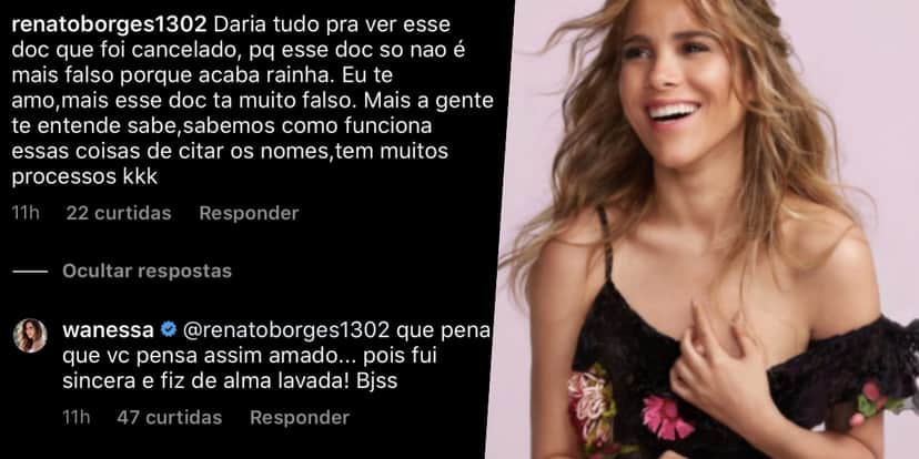 Wanessa rebateu um seguidor (Foto: montagem) Wanessa rebateu um seguidor (Foto: montagem)