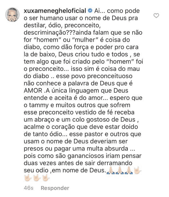 Xuxa detonou Silas Malafaia (Foto: reprodução/Instagram) Xuxa detonou Silas Malafaia (Foto: reprodução/Instagram)