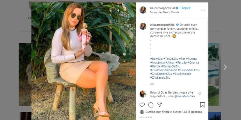 Zilu, ex de Zezé, esbanjou boa forma nas redes sociais (Foto: Reprodução/Instagram) Zilu, ex de Zezé, esbanjou boa forma nas redes sociais (Foto: Reprodução/Instagram)